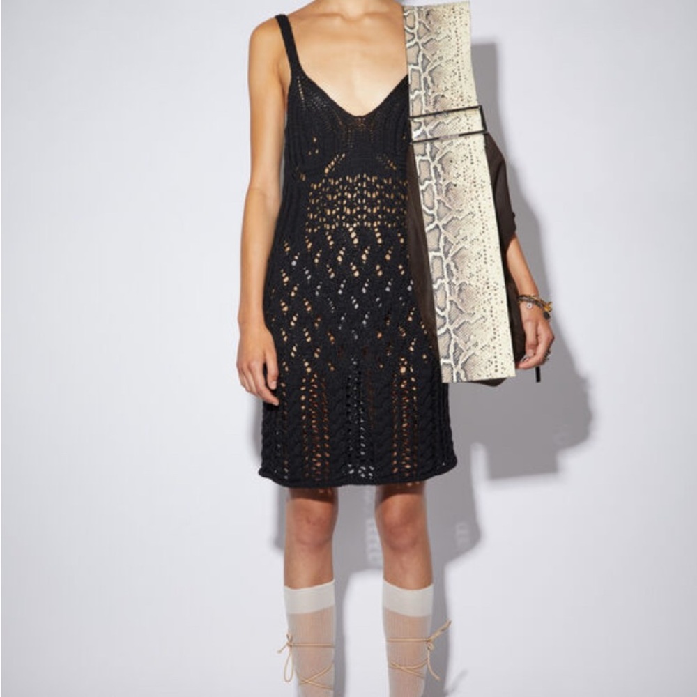 Acne Studios Black Crochet Mini Dress